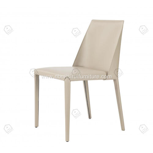 White Saddle leather dining chairs